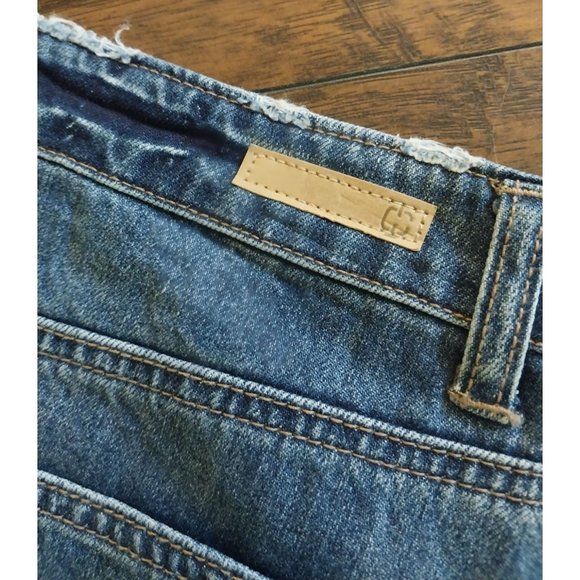 True Craft Denim Jean Distressed Cotton Mini Skirt Sz 5 - Picture 7 of 10